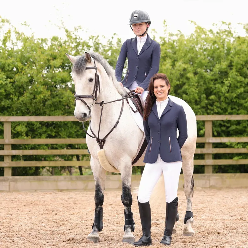 Hy Equestrian Roka Royal Women's Show Coat - Navy/Rose Gold-3