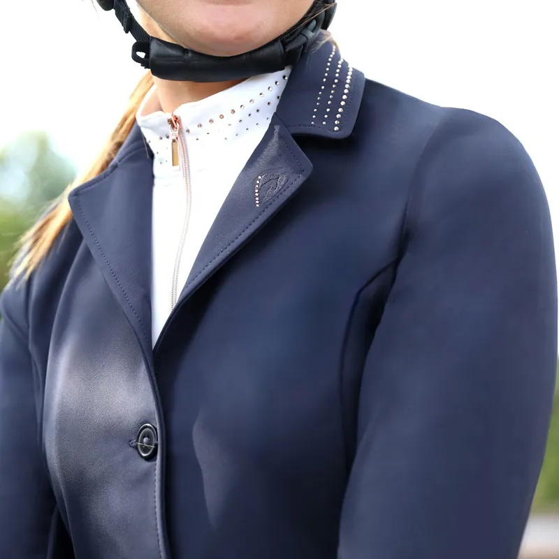 Hy Equestrian Roka Royal Women's Show Coat - Navy/Rose Gold-4