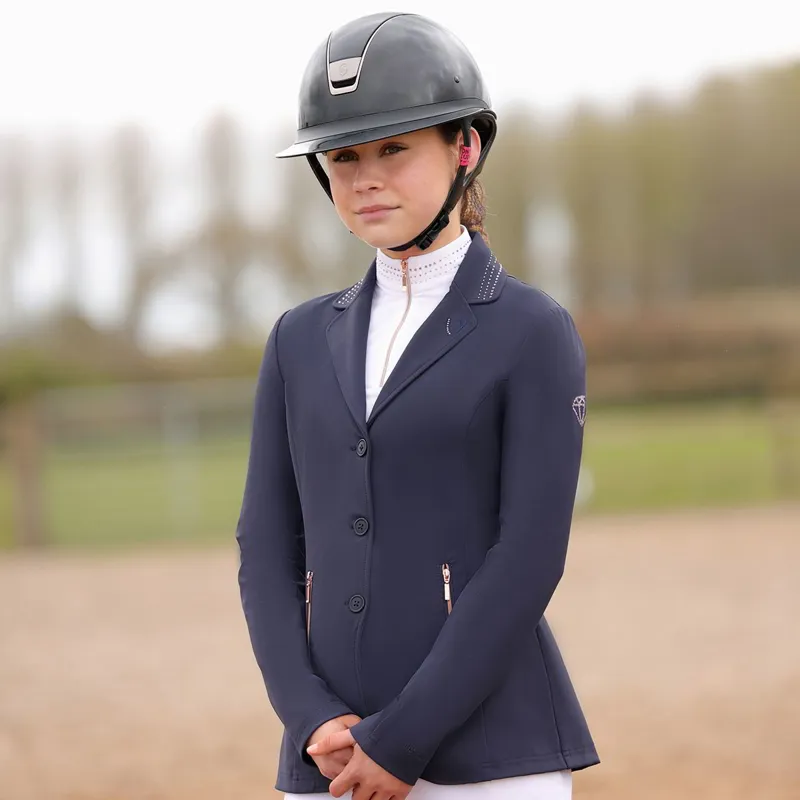 Hy Equestrian Roka Royal Junior Competition Shirt - White/Rose Gold-7