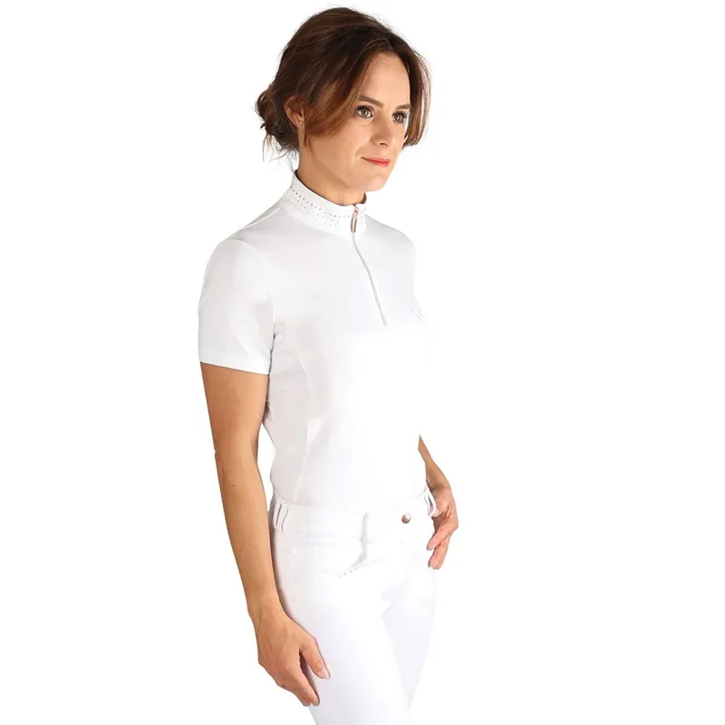 Hy Equestrian Roka Royal Women's Competition Shirt - White/Rose Gold-3
