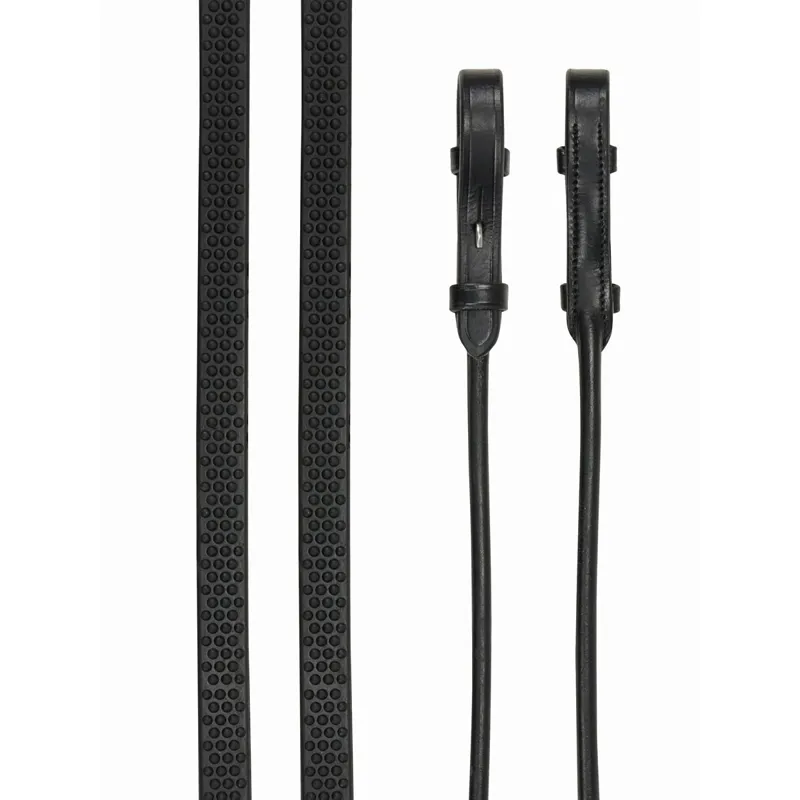 LeMieux Rolled Reins - Black/Silver