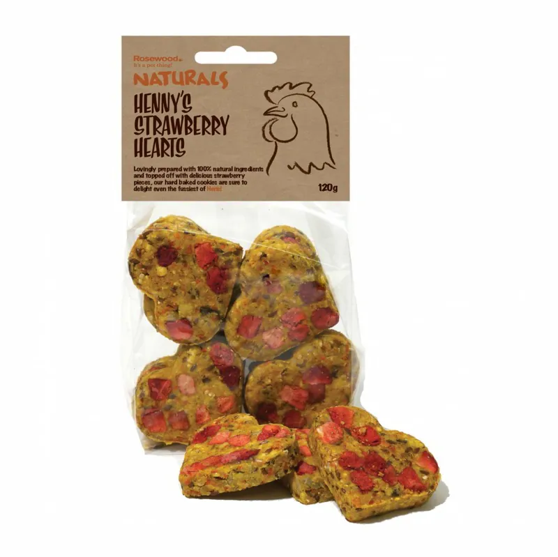 Rosewood Naturals Hennys Strawberry Hearts Hen Cookie Treats-1