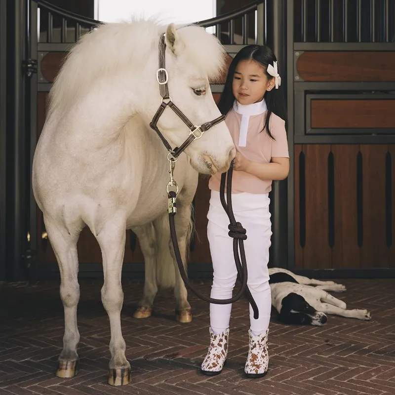 Kentucky Sammy Junior Girls Full Grip Riding Tights - White-2