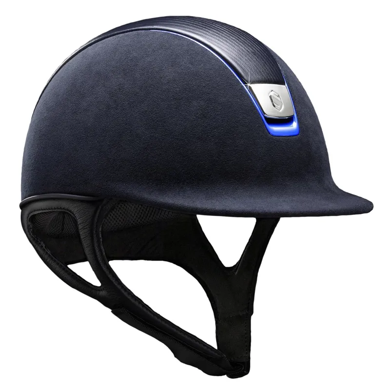 Samshield 1.0 Premium Blue Leather Chrome Deep Blue Trim Riding Helmet - Blue-1