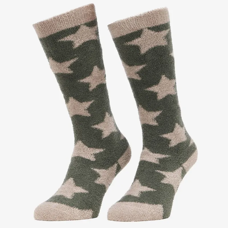 LeMieux Sasha Star Fluffies Adults Tall Socks - Almond