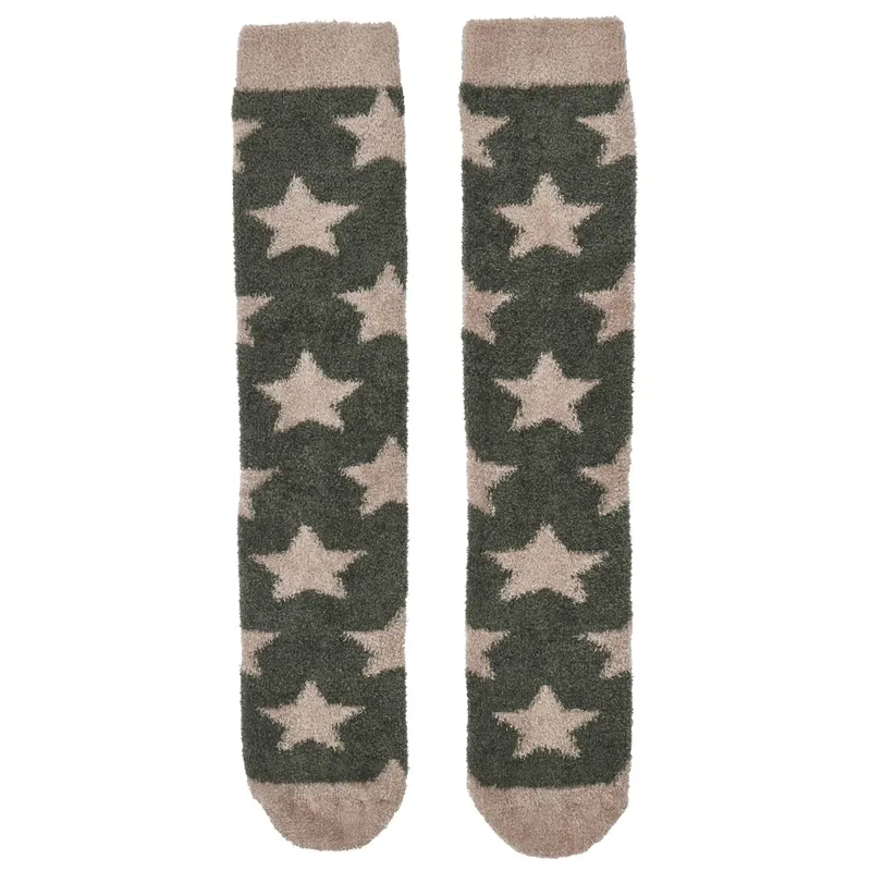LeMieux Sasha Star Fluffies Adults Tall Socks - Almond-1
