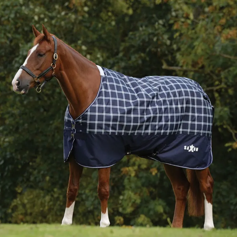 Saxon Defiant 600D Standard Neck 200g Turnout Blanket - Navy Plaid