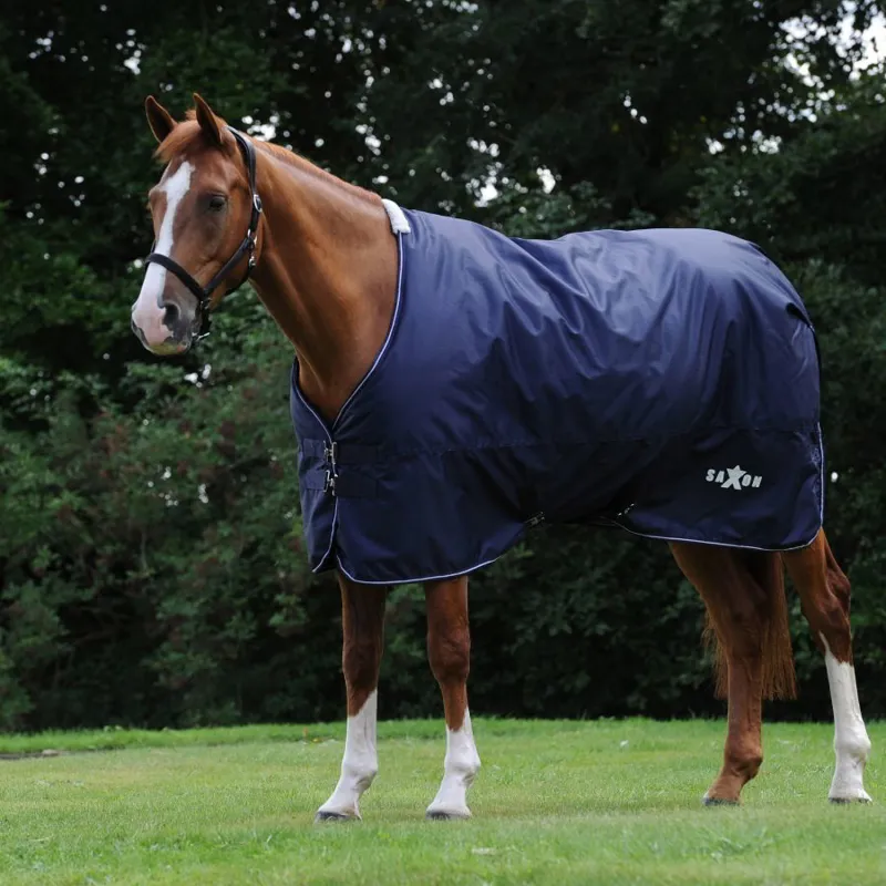 Saxon Defiant 600D Standard Neck 200g Turnout Blanket - Navy and White