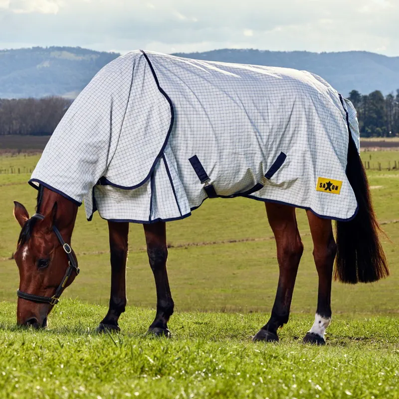 Saxon Kool Coat Classic Combo Neck Sheet - White/Navy-1