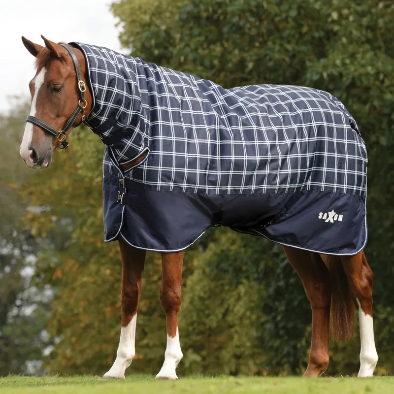 Saxon Defiant 600D Combo 300g Turnout Blanket - Navy Plaid