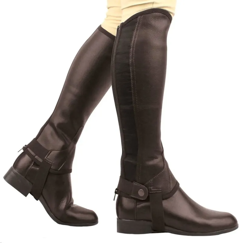 Saxon Equileather Children's Half Chaps - Brown