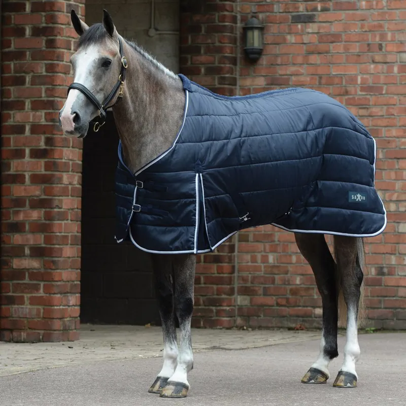 Saxon Channel Quilt 200g Stable Blanket - Navy/White