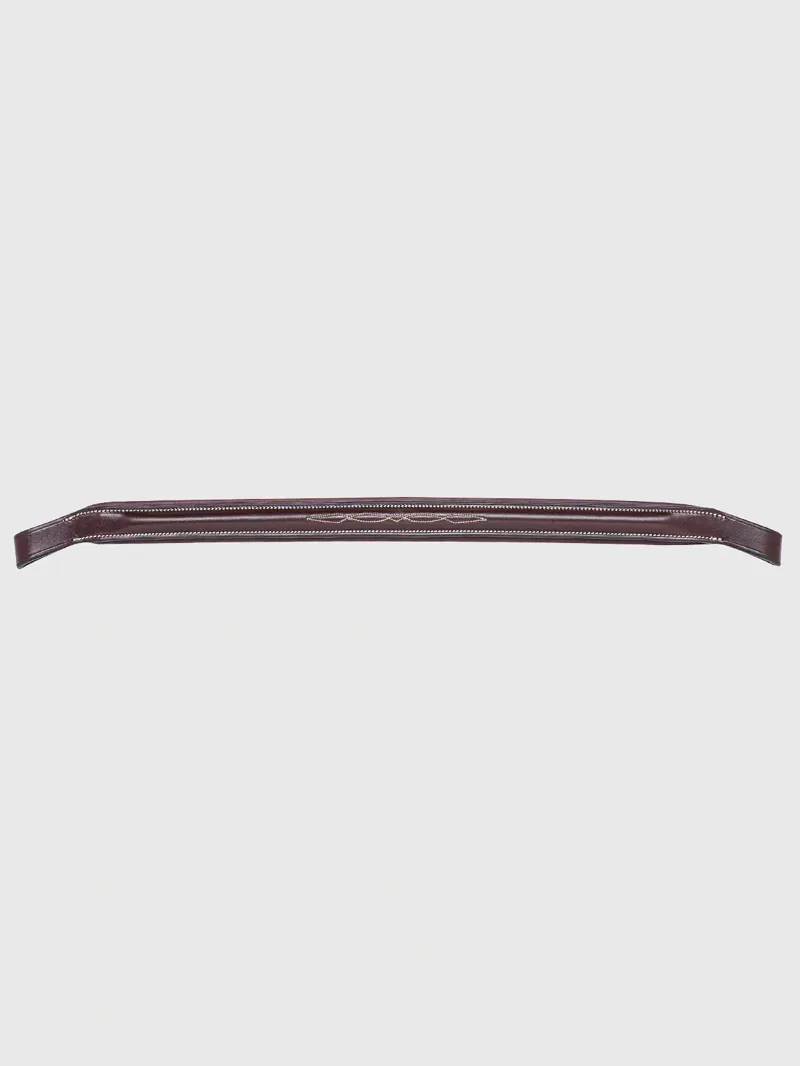 Equiline BB0417 Flat Padded Leather Browband with Stitching - Brown-3