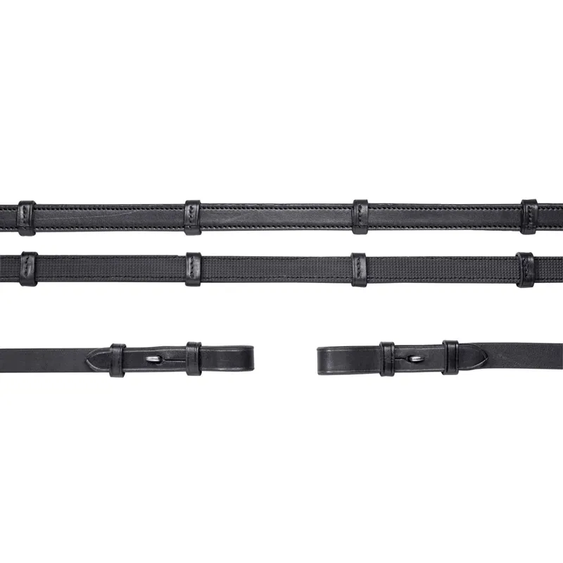 Schockemohle Continental Inside Grip Reins with Billets - Black/Silver