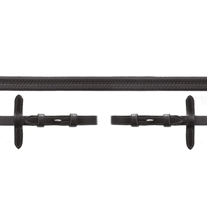 Schockemohle Rubber Grip Reins with Billets - Black/Silver
