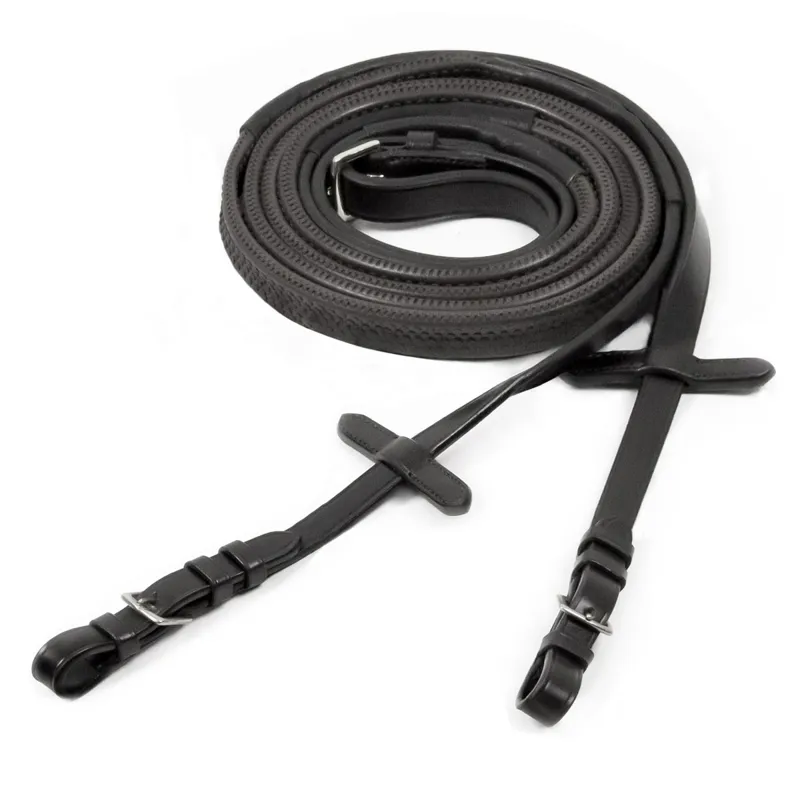 Schockemohle Neo Line Rubber Reins with Buckles - Black/Silver-1