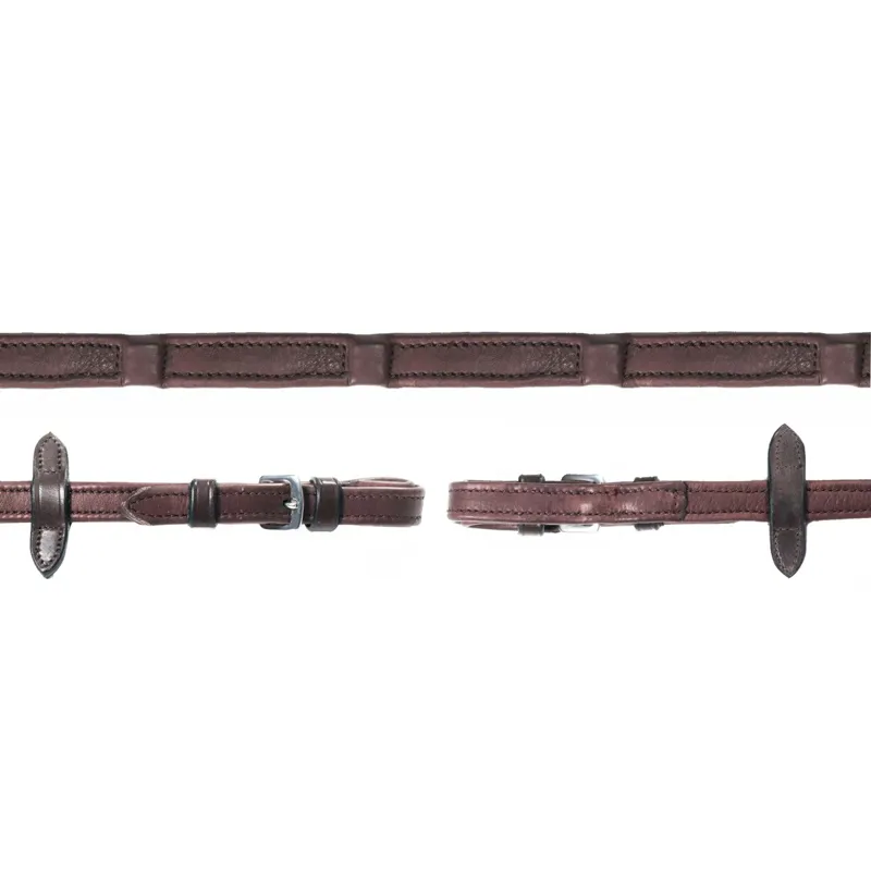 Schockemohle Dura Soft Continental Leather Reins - Brown/Silver
