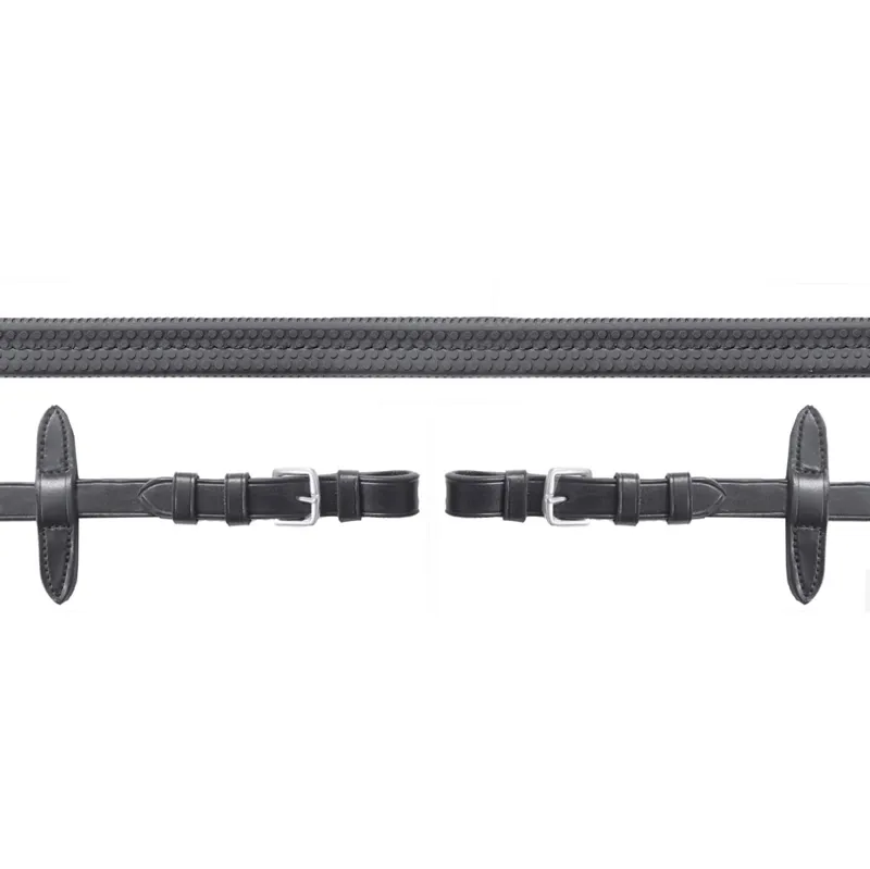 Schockemohle Neo Line Rubber Reins with Buckles - Black/Silver