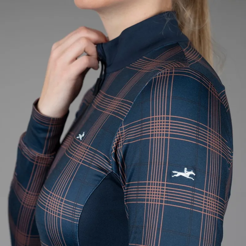 Schockemohle Xandra Women's Long Sleeve Training Shirt - Navy Check-7