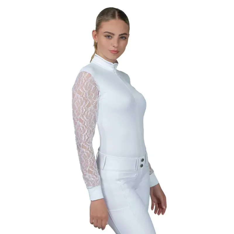 Schockemohle Alicia Womens Lace Sleeve Show Shirt - Optical White