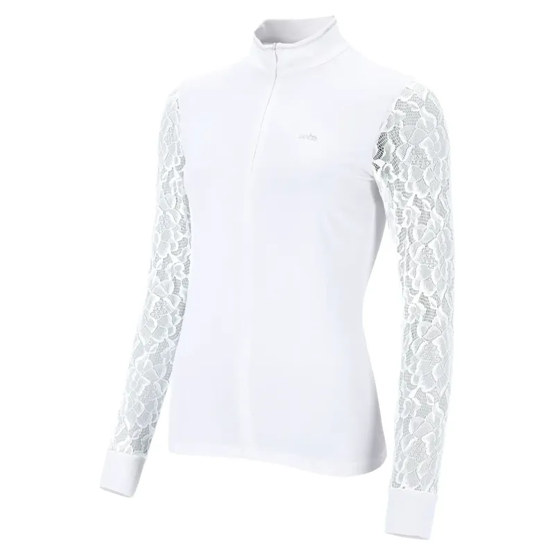 Schockemohle Alicia Womens Lace Sleeve Show Shirt - Optical White-3