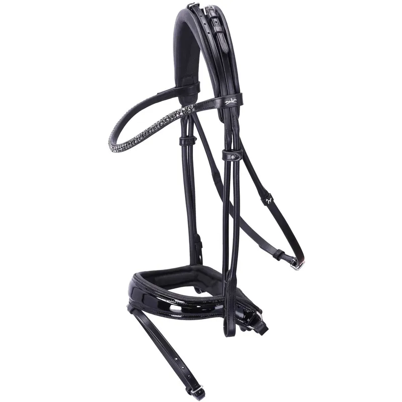Schockemohle Isabell Werth Satchmo Rolled Flash Bridle - Black/Patent
