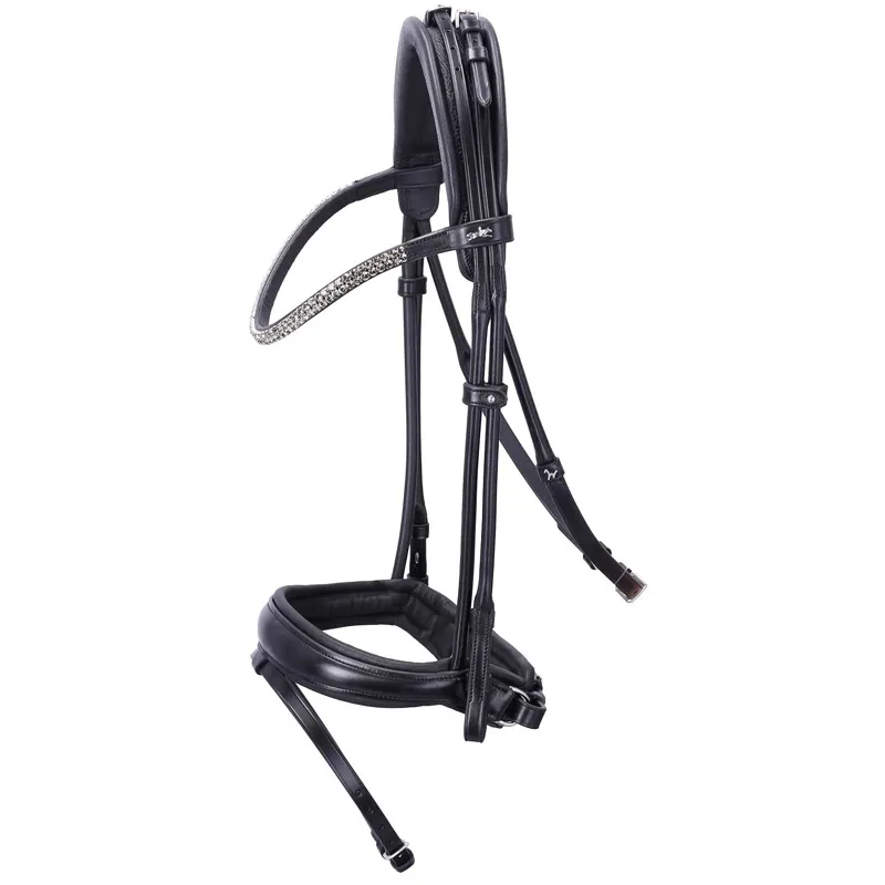 Schockemohle Isabell Werth Satchmo Rolled Flash Bridle - Black/Silver