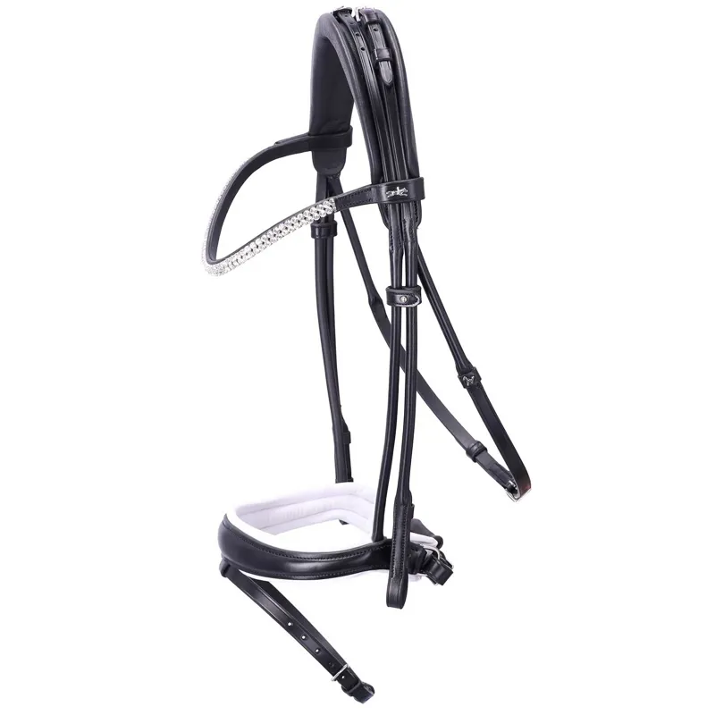 Schockemohle Isabell Werth Satchmo Rolled Flash Bridle - Black/White