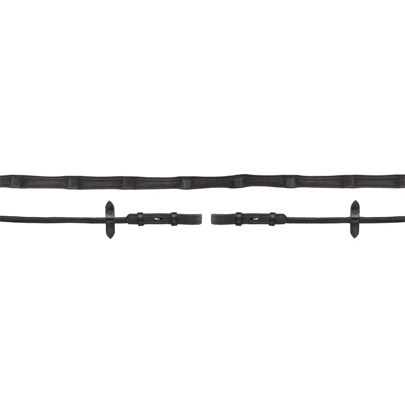Schockemohle Durasoft Rolled Hook and Stud Reins - Black/Silver