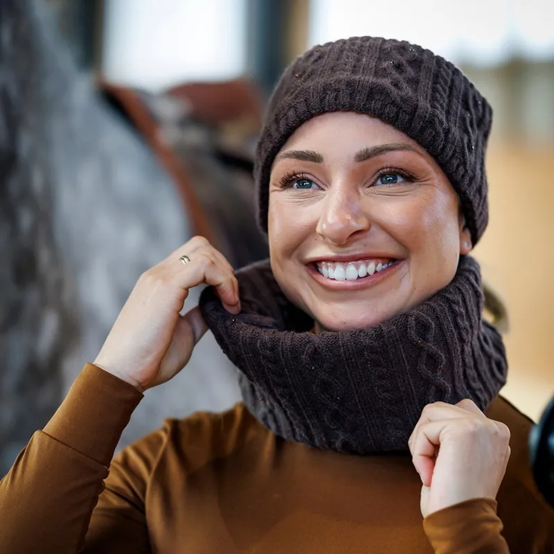 Schockemohle Glamour Women's Fleece Neck Gaiter - Mocca-1