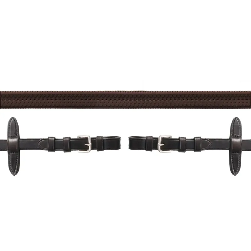 Schockemohle Rubber Grip Reins with Buckles - Dark Brown/Silver