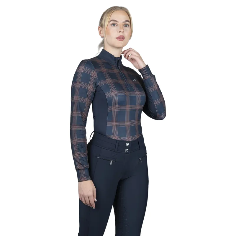 Schockemohle Xandra Women's Long Sleeve Training Shirt - Navy Check-2