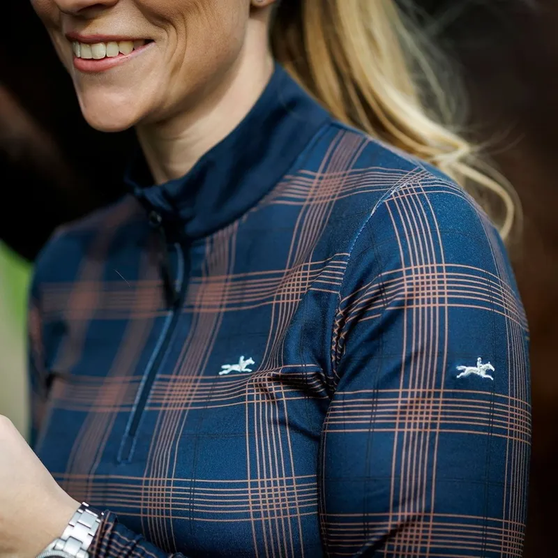 Schockemohle Xandra Women's Long Sleeve Training Shirt - Navy Check-8