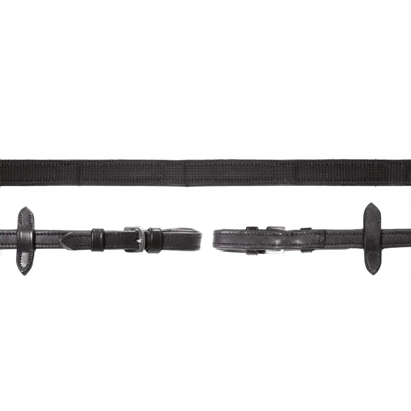 Schockemohle Dura Soft Inside Rubber Grip Reins - Black/Silver