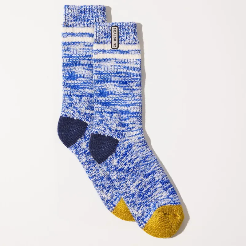 Sealskinz Thwaite Bamboo Men's Mid Length Twisted Socks - Blue/Yellow