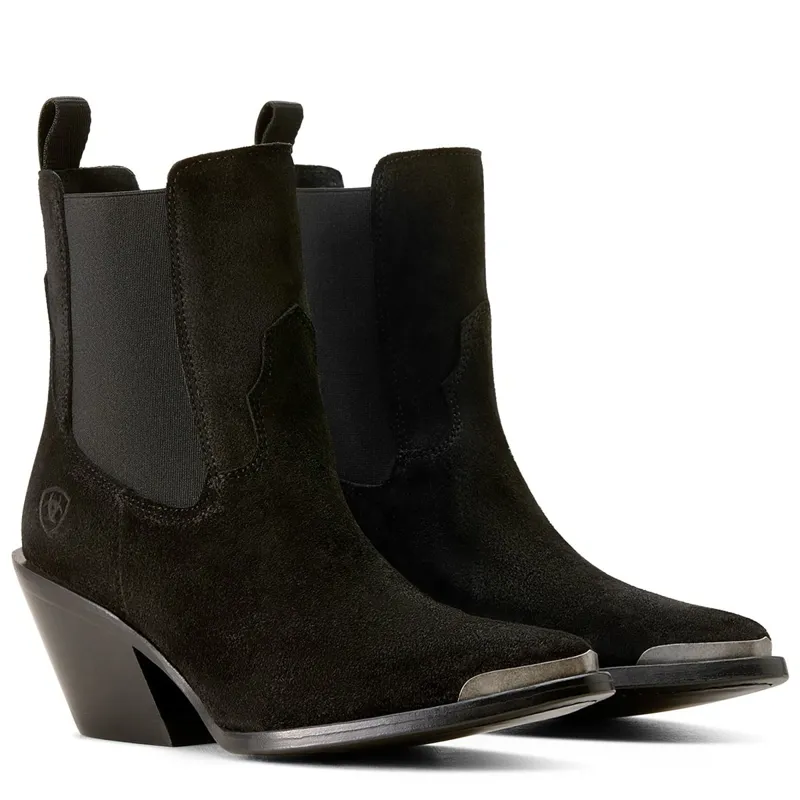 Ariat Women's Shiloh Western Boots - Distressed Black Suede-3