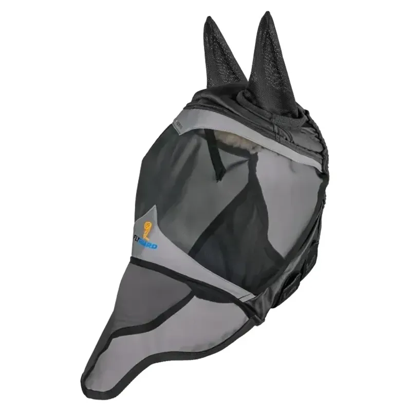Shires FlyGuard Pro Fine Mesh Fly Mask With Ears and Nose - Jet-1