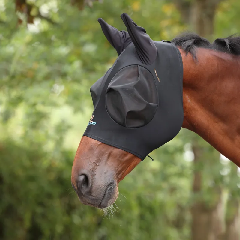 Shires FlyGuard Pro Stretch Fly Mask with Ears - Jet-6