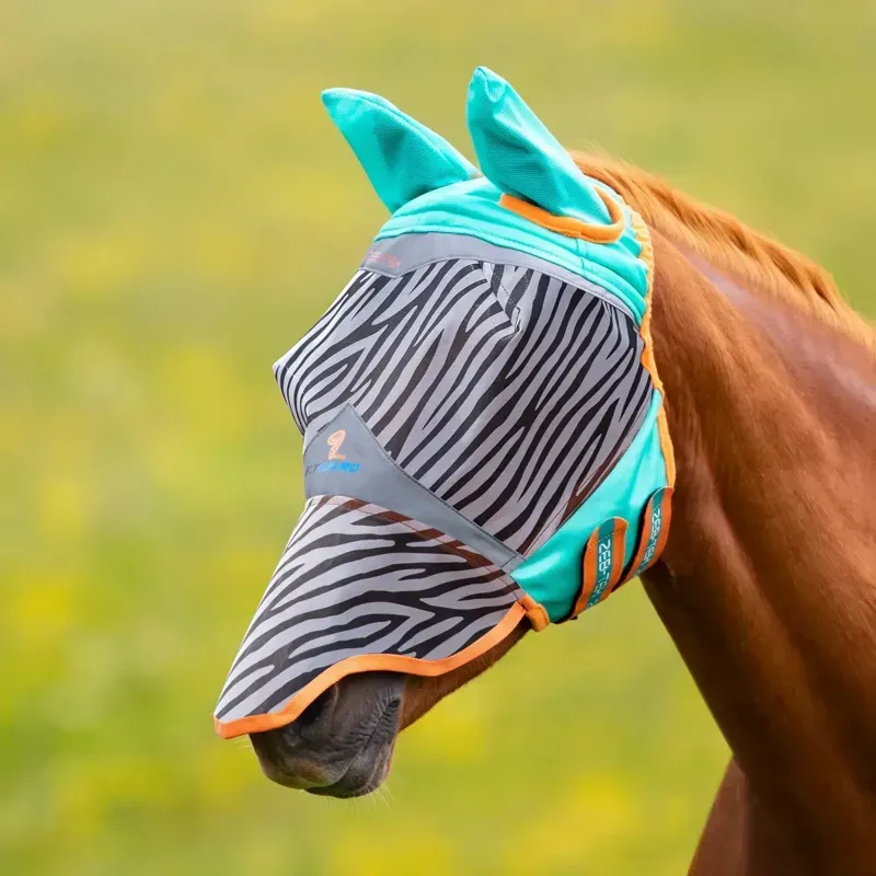 Shires FlyGuard Pro Zeb-Tek Fly Mask with Ears and Nose - Zebra