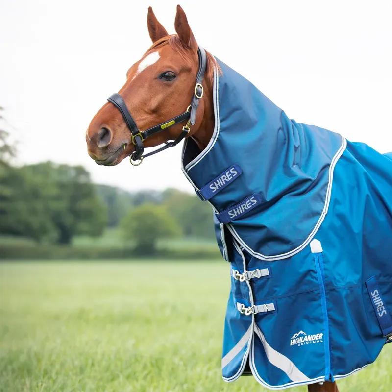 Shires Highlander Original 200g Detach-A-Neck Turnout Blanket - Blue-1