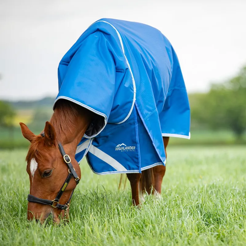 Shires Highlander Original 200g Detach-A-Neck Turnout Blanket - Blue-2