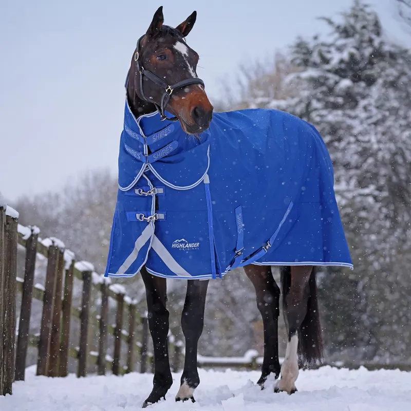 Shires Highlander Original 200g Detach-A-Neck Turnout Blanket - Blue-6