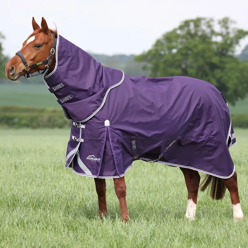 Shires Highlander Original 100g Detach-A-Neck Turnout Blanket - Plum-1