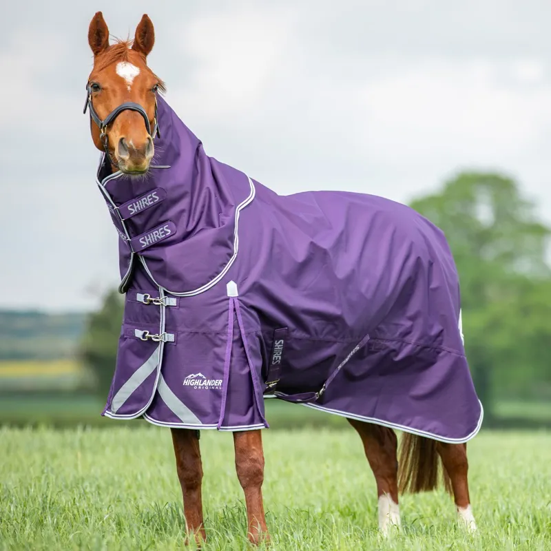 Shires Highlander Original 100g Detach-A-Neck Turnout Blanket - Plum-5