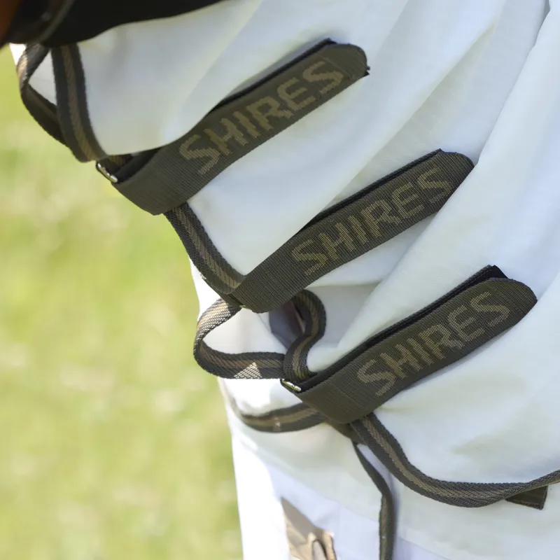 Shires Highlander Plus Sun Shade Combo Neck Fly Sheet - White-4