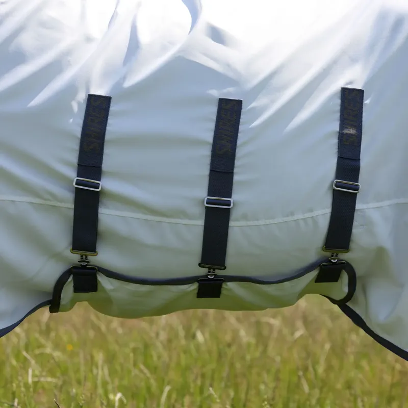 Shires Highlander Plus Sweet-Itch Combo Fly Sheet - White and Air Force Blue-1