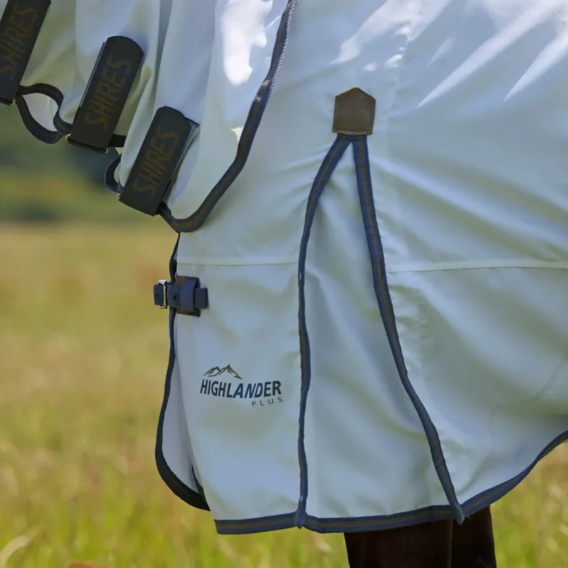 Shires Highlander Plus Sweet-Itch Combo Fly Sheet - White and Air Force Blue-4