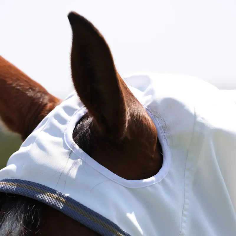 Shires Highlander Plus Sweet-Itch Combo Fly Sheet - White and Air Force Blue-6