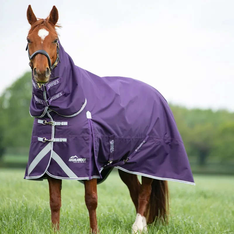 Shires Highlander Original 100g Combo Turnout Blanket - Plum-3