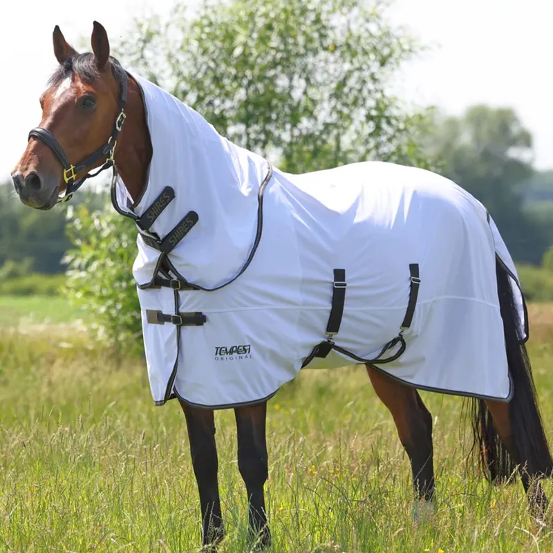 Shires Tempest Original Detachable Neck Fly Sheet White/Grey